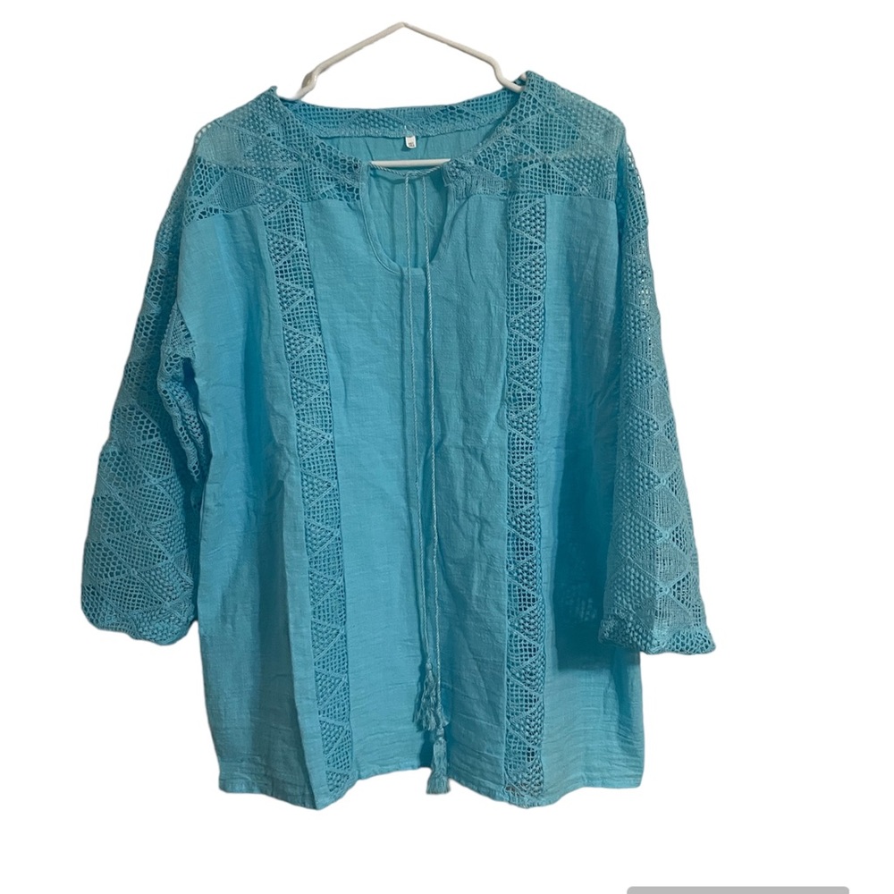 Women’s Unbranded Teal Lightweight 3/4 Sleeve Boho Top Size 3XL